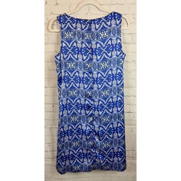 DANA BUCHMAN blue white sleeveless bodycon sheath lined dress size M NWT - Picture 7 of 11